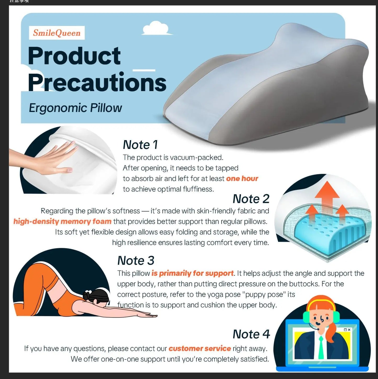 Ergonomic Memory Foam Pillow, Versatile Used,For Neck, Back and Leg Support, Suitable for Face-Down Reading Pillow, Soft and Comfortable Fabric, Multi-Purpose, Removable, Sleepingpillow Home, Sofa，Living Room, Bed Gift