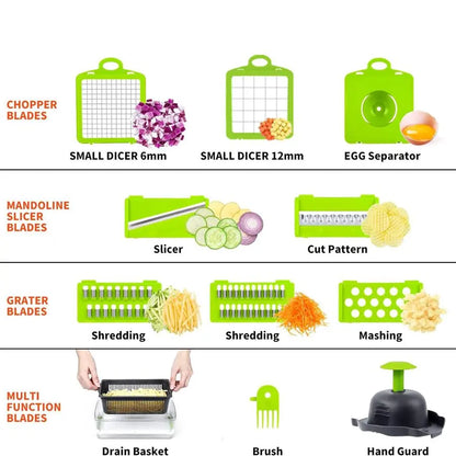 15-In-1 Multifunctional Vegetable Chopper, Durable Vegetable Slicer, Vegetable Cutter, Garlic Chopper, Onion and Potato Grater, Kitchen Shredder, Kitchen Accessories, Veggie Chopper, Fruit and Vegetable Slicer #GLOBAL PICKS