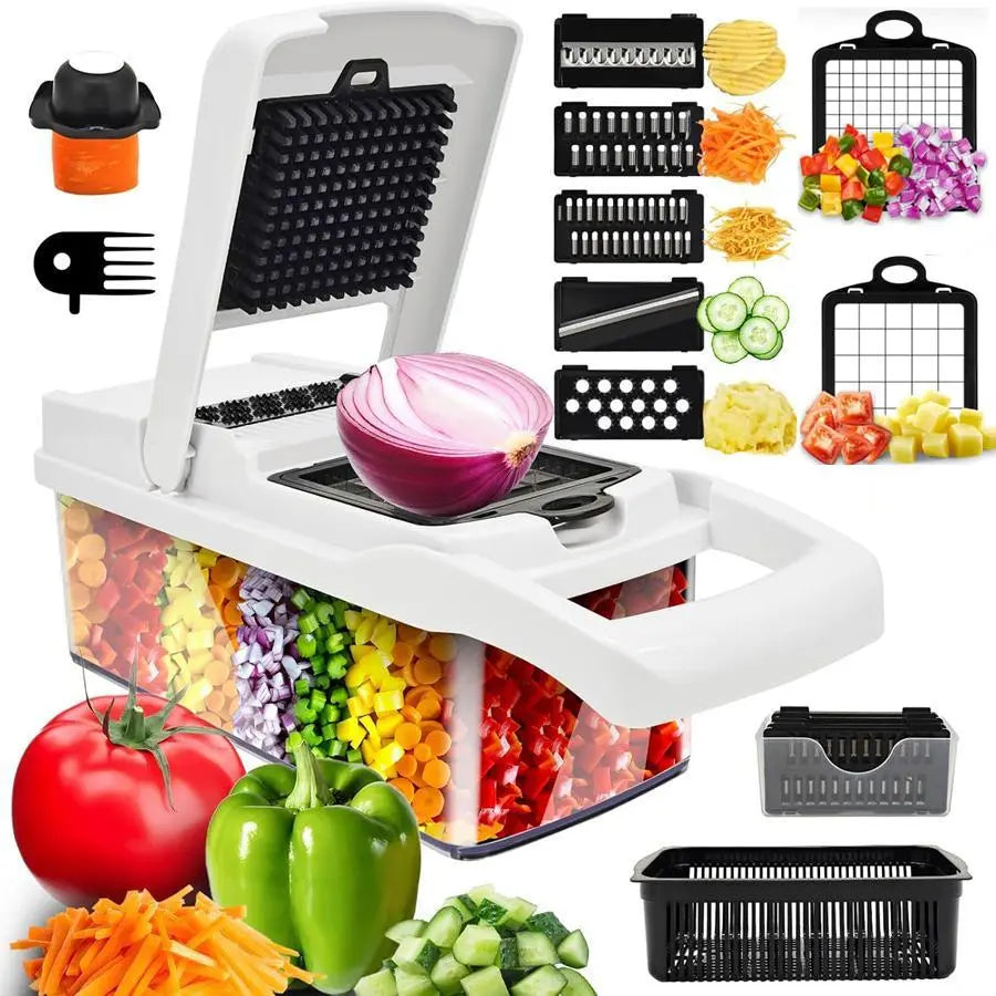 15-In-1 Multifunctional Vegetable Chopper, Durable Vegetable Slicer, Vegetable Cutter, Garlic Chopper, Onion and Potato Grater, Kitchen Shredder, Kitchen Accessories, Veggie Chopper, Fruit and Vegetable Slicer #GLOBAL PICKS
