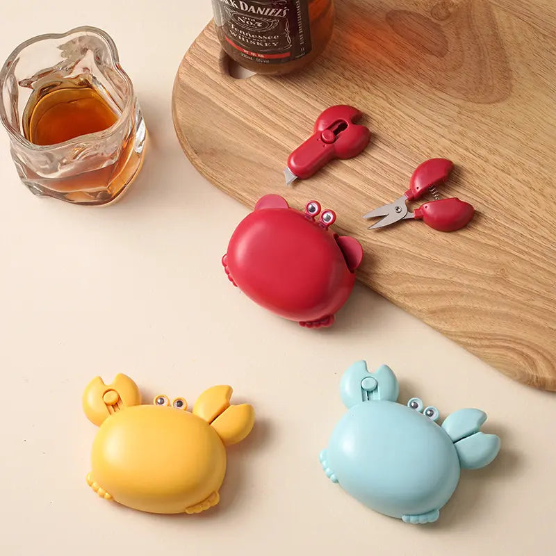 3-In-1 Multifunctional Crab Bottle Opener, Fridge Magnet, Box Cutter, Cartoon Portable Magnetic Scissors
