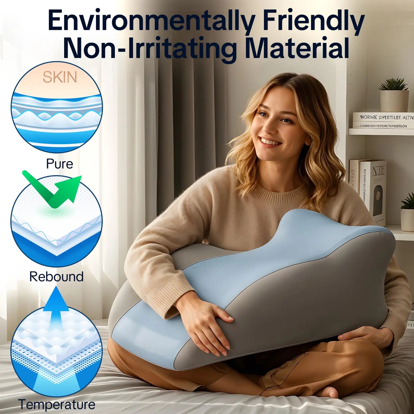 Ergonomic Memory Foam Pillow, Versatile Used,For Neck, Back and Leg Support, Suitable for Face-Down Reading Pillow, Soft and Comfortable Fabric, Multi-Purpose, Removable, Sleepingpillow Home, Sofa，Living Room, Bed Gift