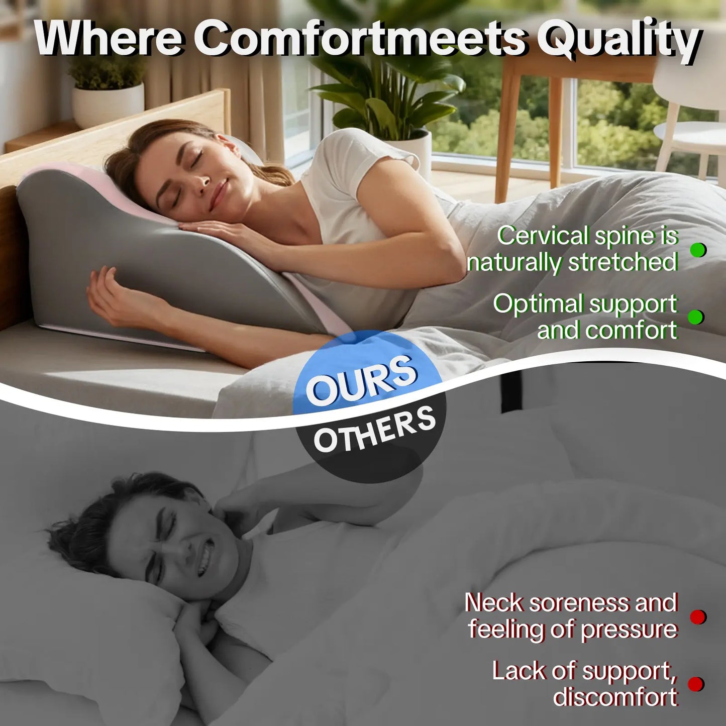 Ergonomic Memory Foam Pillow, Versatile Used,For Neck, Back and Leg Support, Suitable for Face-Down Reading Pillow, Soft and Comfortable Fabric, Multi-Purpose, Removable, Sleepingpillow Home, Sofa，Living Room, Bed Gift